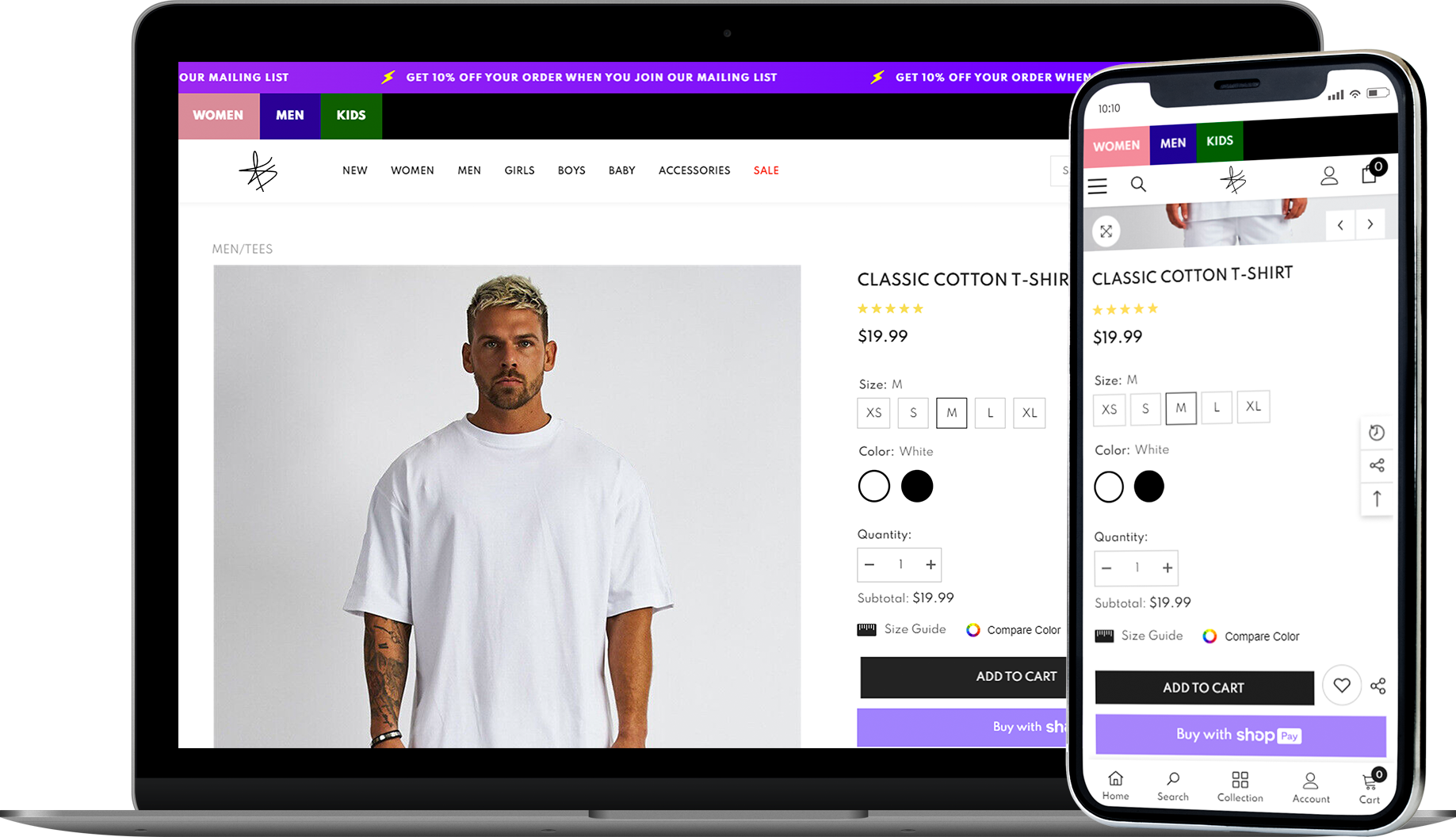 Concept of both a desktop and mobile landing page of an ecommerce website. Concept of both a desktop and mobile landing page of an ecommerce website.