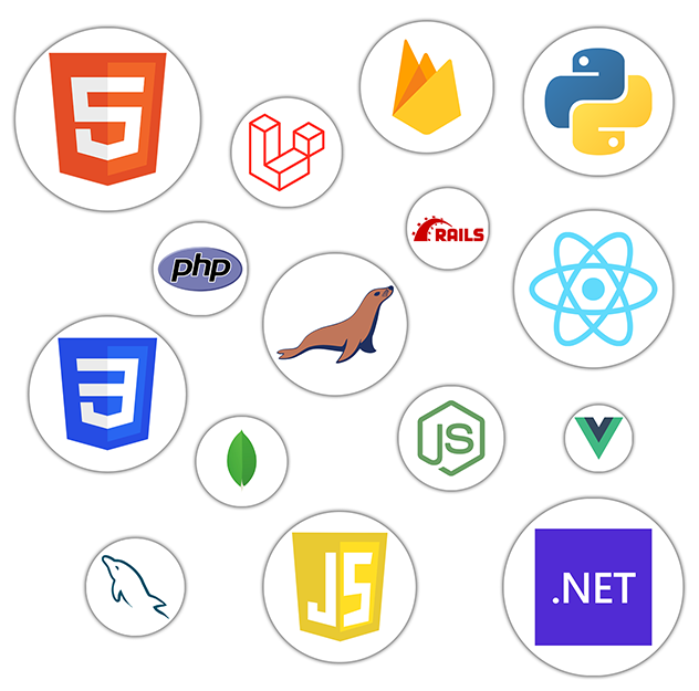 Icons of web development technologies